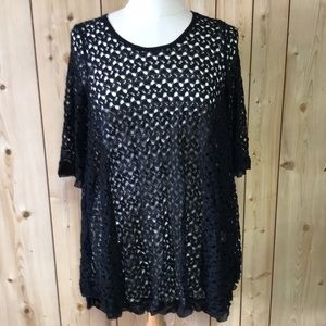 Surrealist crochet lace high low top tunic NEW
